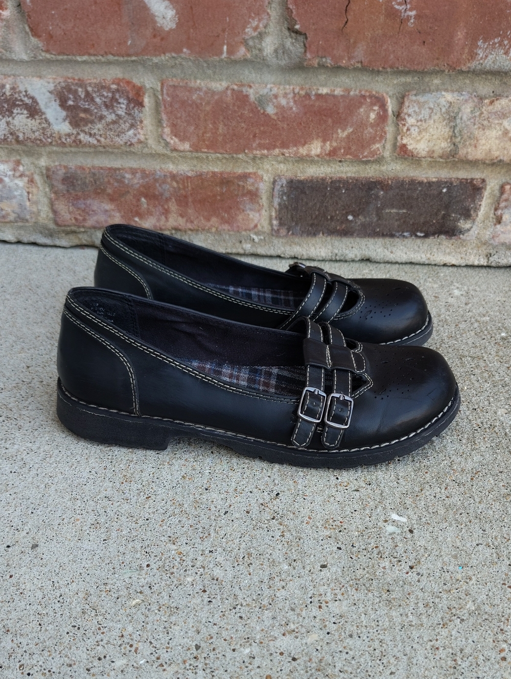 Vintage Self Esteem Plaid Mary Jane Chunky Heel Loafers Size 7.5 Y2K Grunge - Picture 1 of 16